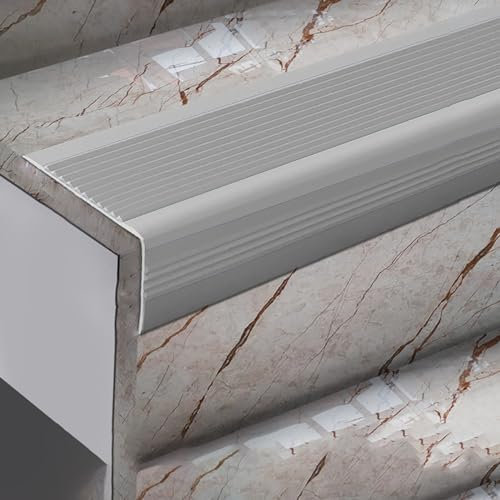 PVC Treppenkantenprofil Anti-Rutsch Treppenkante 5x2.5cm Kunststoff Treppen-Kantenschutz Selbstklebend Winkelprofil Anti-Rutsch Treppenkante für Parkett und Laminat 1 Stück (Color : Single gray, Siz