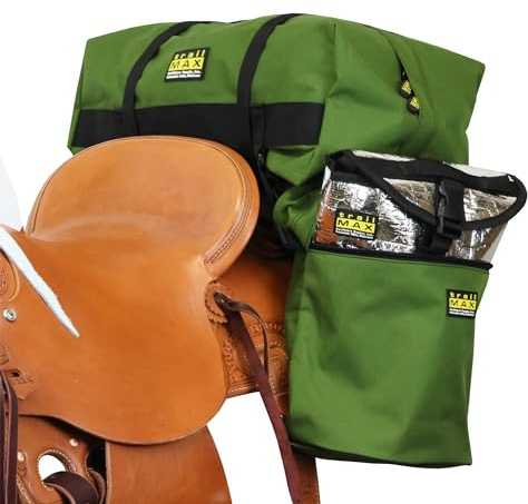 TrailMax Horse Saddlebags for Trail Riding – Medium & Large Western Saddle Bags for Horses & Mules, Durable No-Bounce Design, Insulated Storage, Secure Fit Trail Gear, Medium, Olive
