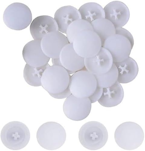100 Pcs White Easy to Install Screw Cap Covers Assortment Kit, Plastic Self-Tapping Caps Hole Covers for Phillips Screws Head, Cabinet, Decoration Tapping Fasteners, Medium (17MM)