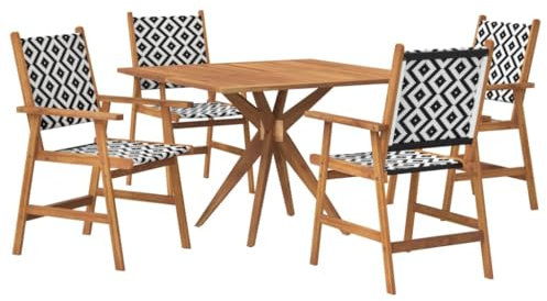vidaXL Garten Essgruppe 5-TLG., Gartengarnitur mit Latten-Design, Sitzgruppe für Garten Terrasse, Gartentisch Stühle Gartenmöbel, Massivholz Akazie