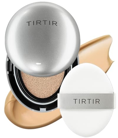 TIRTIR Mask Fit Aura Glow Silver Cushion Foundation | Semi-glow Finish, Natural Coverage, Moisturizing, Lightweight, Korean cushion foundation (#29N Natural Beige, Full Size, 0.63 Fl Oz)