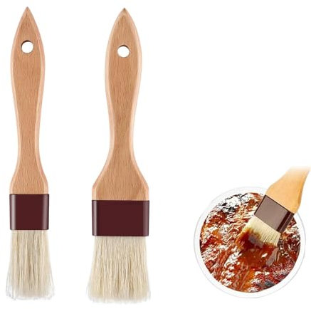 Pennelli da Pasticceria,2 PCS Pennello da Cucina in Legno Pennelli da Pasticceria per Cuocere al Forno Grigliare Pennelli Pennello per Olio per Spalmare Marinata Barbecue Olio Uova