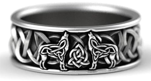 Hmsanase Ring Ringe Damen Bijouterie Herren Giant Wolf Muster Klassische Herren Ringe 6 Silber