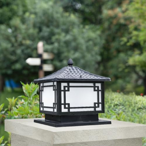 XINYASEE Lampione da esterno, lampione impermeabile retrò nero, design a griglia, impermeabile e antipolvere, adatto per giardini, cortili, recinzioni, terrazze e altri luoghi, lanterna decorativa