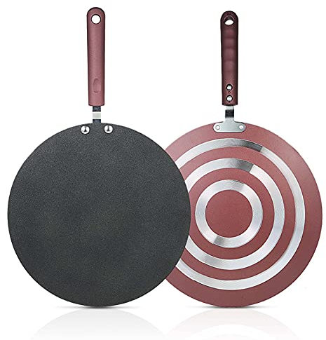 ERYUE Sartén para panqueques,Pancake Pan Crepe Maker Pan Plano Pan Plancha con esparcidor y espátula Crepe Maker Griddle