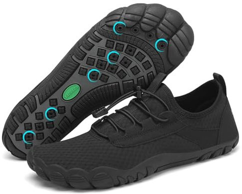 SAGUARO Badskor dam aquaskor herr slip-on andas snabbtorkande vattenskor utomhus sommar unisex, Kolsvart, 41 EU