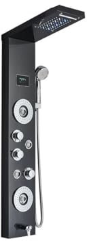 MZMZM Pannello Doccia a LED Sistema a Torre Colonna Doccia a Cascata a Pioggia Display LCD idroelettrico con Rubinetto Doccia for Vasca idromassaggio for Il Corpo(Nickel 8009)