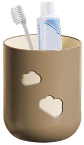 Soporte para brochas de maquillaje, soporte para cepillo de dientes para baño, vasos ecológicos para agua, lindo patrón de nube, tazas reutilizables para cepillos de dientes
