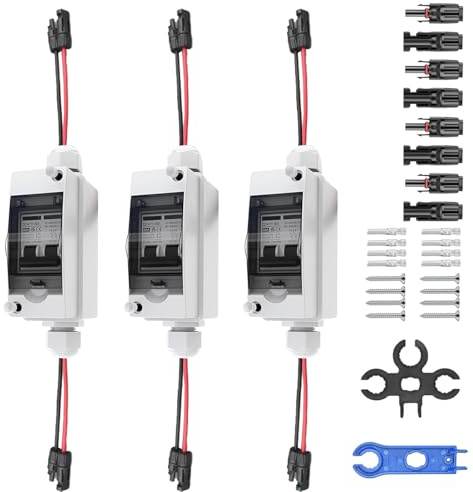 3StüCk Dc Trennschalter Pv Anlage, Solar Trennschalter 2P/500v/32a/Ip65 | Wasserdicht Trennschalter FüR Solar Pv Anlage, 260mm Kabel , Dc Trennschalter Mit Leitungsschutzschalter FüR Pv-Anlage