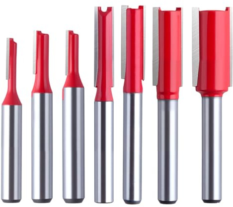 SPEEDWOX 7 Stück gerade Fräser-Bits 1/4 Zoll Schaft Router gerade Endstück Router für Holzbearbeitung Router 1/8 Zoll, 5/32 Zoll, 3/16 Zoll, 1/4 Zoll, 5/16 Zoll, 3/8 Zoll, 1/2 Zoll Schnittdurchmesser