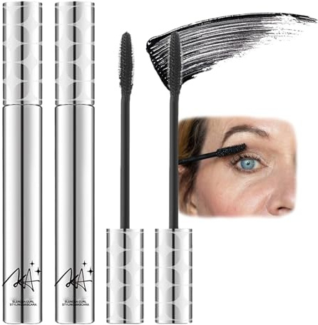 2 Pack Mascara for Older Women - Black Waterproof Mascara Tubing Telescopic for Seniors with Thinning Lashes - Natural Waterproof Volumizing Black mascara for Sensitive Eyes