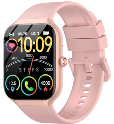 Reloj Inteligente Hombre Mujer, 1,96 Smartwatch Llamadas Bluetooth, Podómetro/Pulsómetro/Monitor de Sueño/SpO2, Impermeable IP68, Reloj Deportivo 112+ Modos Deportivos, Smart Watch Android iOS Rosado