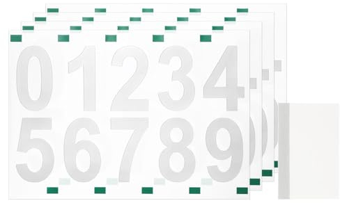 sourcing map 4 Sheets/40 Pcs Mailbox Numbers for Outside, 2 Inch 0-9 Vinyl Self-Adhesive Numbers Stickers Waterproof House Sticker with Scraper for Signs Doors Address, White
