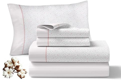 Viuda de Tolra - Juego Sábanas para Primavera y Verano | 100% Algodón 144 Hilos | Incluye Sábana Encimera, Bajera Ajustable y Funda Almohada | Modelo Abrazo | (Nude, Cama 135cm)