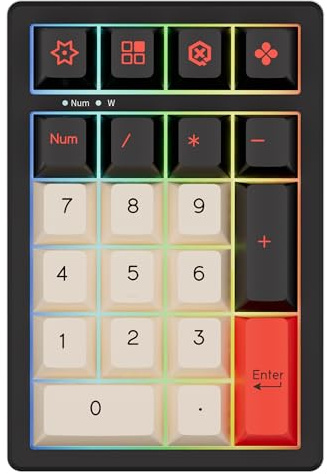 KEYCOOL K21 Wireless Numeric Keyboard, Mechanical Number Keypad Hot-swappable Bluetooth Numpad 5.0/2.4GHz, RGB Numerical Keyboard for Laptop Mac Win iOS Android