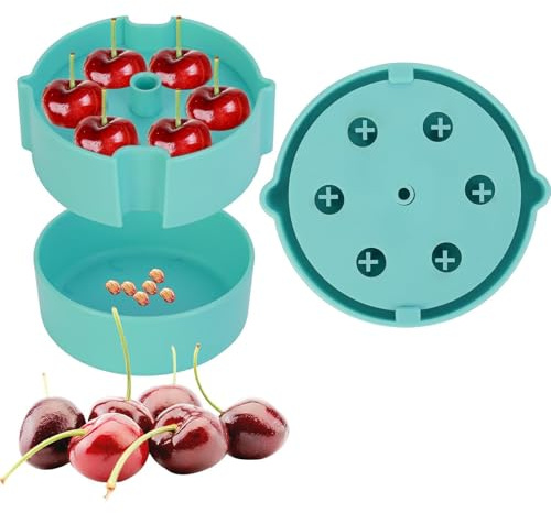 VUIUYOIES Snocciolatore per ciliegie con impugnatura per una rimozione senza problemi dei noccioli delle ciliegie Snocciolatore per con contenitore di raccolta per, blu