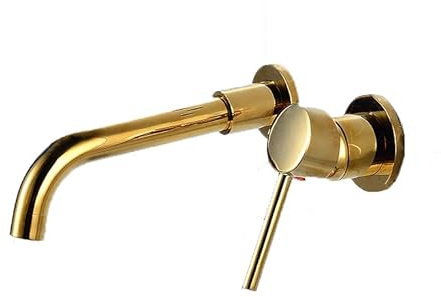 Mounted Bathroom Sink Faucet,hot and Cold Wall-Mount Faucet,Bathroom Concealed Wall Basin Faucet,Gold