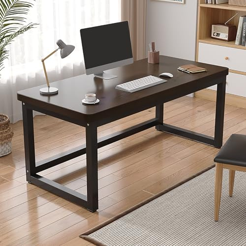 Bureau de jeu réglable en hauteur – Plateau de table en bois massif de 5 cm d'épaisseur – Table de bureau facile à assembler pour la maison et les jeux – Finition noyer – 100 cm – Station de travail