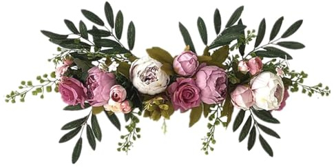 Flaroey Festoni di Fiori di Rosa Artificiali da 1 Pezzo, Festoni Decorativi con Rose Finte Foglia Verde per Decorazioni da Giardino per la Casa