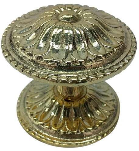 Anatolica Antique Solid Brass Centre Front Door Knob Pull Dia 3 inches Ornate Single Dummy (Polished Brass)