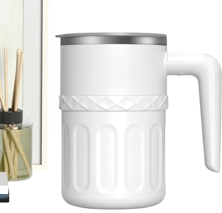 Tasse auto-mélangeuse – Gobelet magnétique rechargeable avec couvercle – Tasse à café avec affichage de la température – pour mélanger les boissons, le chocolat, le café, la maison, la cuisine, le