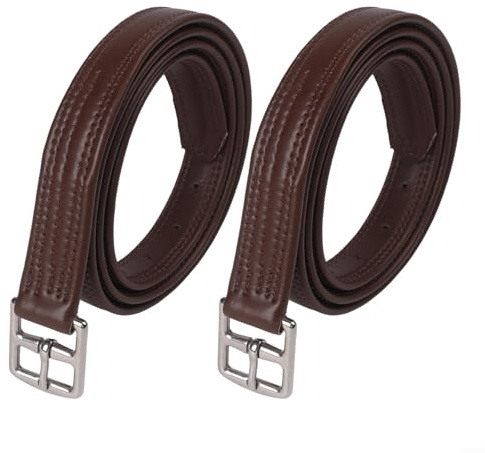 Oniissy Steigbügel aus Leder für englische Sättel, 2 Stück, Mikrofaser-Steigbügelriemen mit Edelstahl-Hardware, verstellbar, 125 cm/135 cm, rostfreie Metallschnalle, weich und (dunkelbraun) (135 cm)