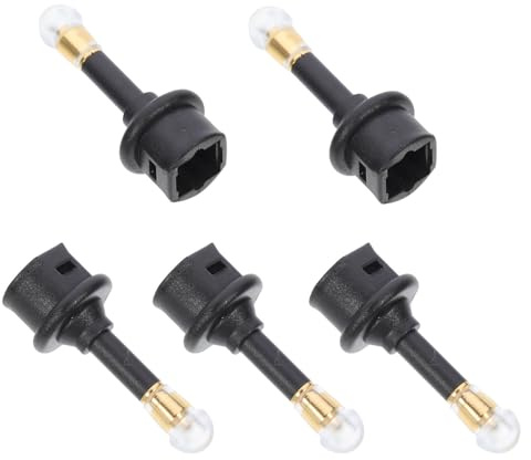 MUELODSIC 5 pezzi Adattatore Ottico Digitale Jack Femmina Maschio Nero Connettore Audio Spdif con Uscita Audio e Funzione Memoria Power-off Compatibile con Cuffie Stereo e Mixer Audio