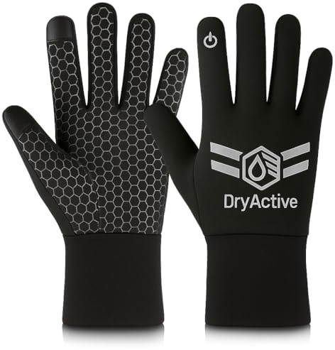 Dryactive Kids Waterproof Gloves/w Warm Winter Thermal 3M Thinsulate | Non Slip Grip Childrens Touchscreen Sports Gloves | Ski Football Cycling Mountain bike MTB Hockey Golf | Boys Girls age 8-10