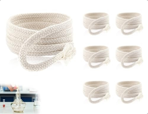 OHYANYAO Set med 6 ersättningsvekar för oljelampor, skärbara vekar, används för trädgårdsficklampor, tjocka ljus och handgjorda gör-det-själv-ljustillverkning (1 meter)