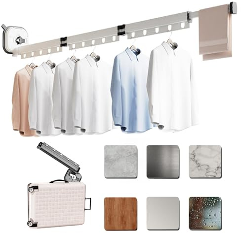 Casa Corner EspaceCloth Sèche-Tout Mural pliable en aluminium, rotatif à 360° avec trous suspendus — étendoir linge mural gain de place idéal pour balcon, salle de bains, buanderie et voyage