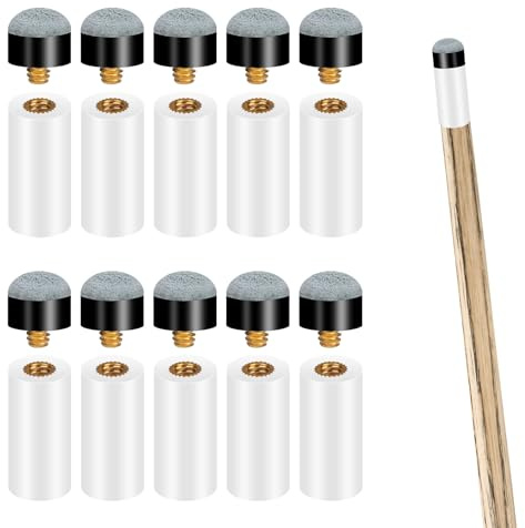 Trinkrittey 10 Stück Billard Queue Spitzen Ersatz Schraub Tipps mit Pool Zwinge 12mm Billard Queue Tipps Set für Billardstöcke Snooker Pool
