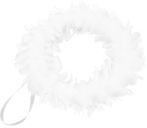 MOBUTOFU Weihnachtskranz Weißer Feder Hängender Festkranz für Hochzeit Party Langlebige Wand und Türdekoration