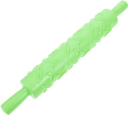 KAJNBN Mattarello Motivo Inciso per Pasta di Zucchero in Plastica Verde per Facile da Usare per Pasticceria Professionale e Cucina Fai da Te
