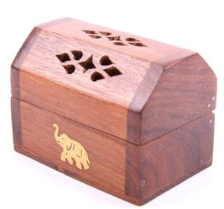 Puckator Mini-Räuchergefäß aus Sheesham-Holz, Elefanten-Inlay, gemischt, Höhe 6 cm, Länge 8 cm, Tiefe 5 cm