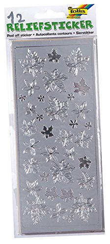 folia 1214 - Relief Sticker, Ganzjahresset, gold und silber sortiert, 12 Blatt - ideal zum Verzieren von Grußkarten, Bastelarbeiten, Scrapbooking