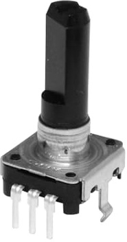 ALPS EC12E24204A9 Encoder (Drehimpulsgeber) für Leiterplatten-Printmontage, 12mm, 24 Impulse, Kunststoffachse 6x15mm, stehend