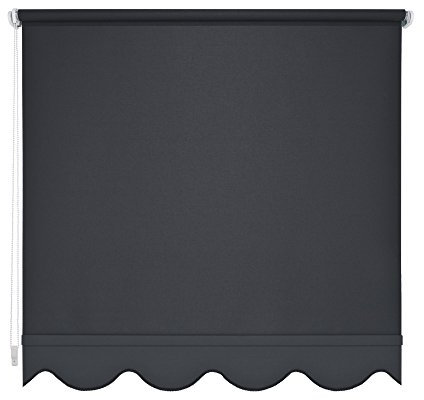 Volantrollo Seitenzugrollo Tageslichtrollo Rollo - viele Größen und Farben - Blickdicht lichtdurchlässig - Metall Halterung Wand Decke - Sonnenschutz Blendschutz (Größe 140 x 180 cm, Farbe Schwarz)