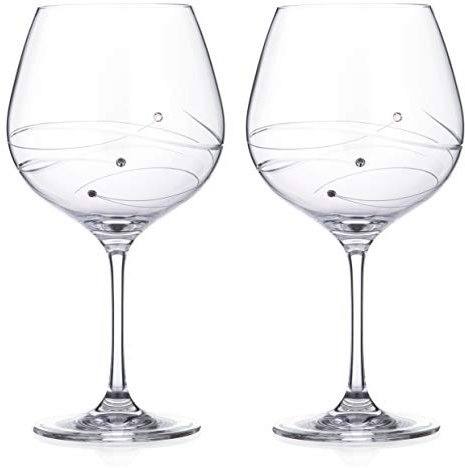 DIAMANTE A Pair of Spiral Gin Copa Glasses with Swarovski Crystals