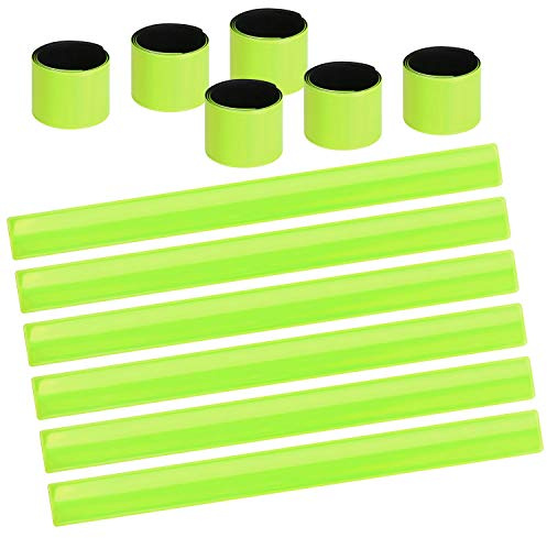 URAQT Reflector Strips, 12 Pcs Reflective Snap Band, Highly Reflective Wearable Wrist/Ankle Bands, Snap Safety Armbands for Cycling, Running, Adults, Children (Green)
