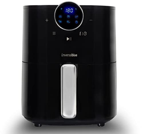 UNIVERSALBLUE Freidora de Aire 3,5L | Air Fryer Sin Aceite Negra para 2-4 Personas | Accesorios Aptos Lavavajillas
