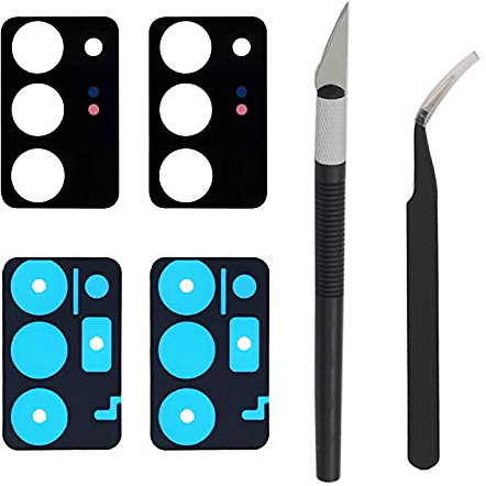 Cemobile 2-pack bakre kameralins glasersättning för Samsung Galaxy Note 20 Ultra N985/5G N986 (alla bärare) 15 cm med lim, pincett, precisionskniv reparationsverktygssats (mystiskt svart)