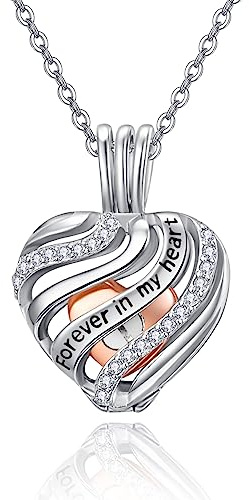TANGPOET Asche Halskette 925 Sterling Silber Urnenketten für Asche Herz Memorial Feuerbestattung Schmuck Andenken Anhänger für Mama Papa Frauen Männer Haustier mit Trichterfüller Kit