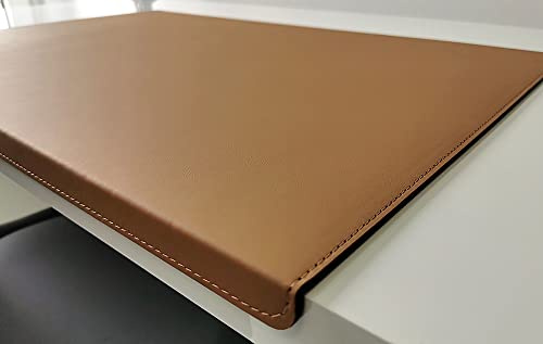 Profi-Mats Gewinkelte Schreibtischunterlage mit Kantenschutz Echt Leder Rindsleder 90cm x 48cm Beige