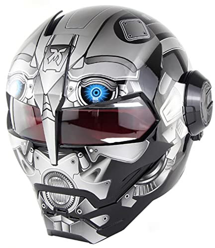 STTTBD Integralhelm Motorrad Off-Road ECE/DOT-zertifizierter Motorradhelm mit offener MaskeSuper Persönlichkeit Retro-Stil Helm I,L