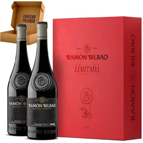 Estuche Exclusivo Regalo Ramon Bilbao Edicion Limitada- Estuche Regalo Vino - Envío Gratis 24h - 2 Botellas de Vino Tinto -Enviado por Cosecha Privada - Est Rojo 2 RB EL