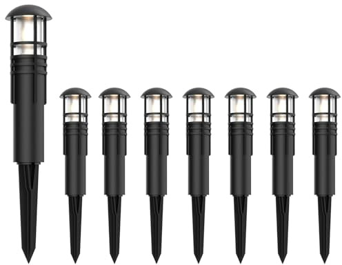 Landscape Lighting Low Voltage Aged Iron Collection Bollard Pathway Light Outdoor LED Bollard Lights Warm White for Lawn Patio Yard Walkway Driveway Pathway Garden Landscape 8Pack 8400-4320-08