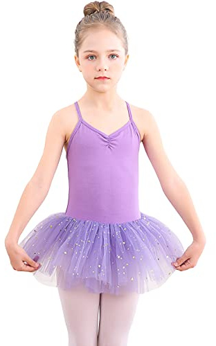 Bezioner Kinder Ballettkleidung Tütü Ballettkleid Mädchen Baumwolle Balletttrikot Ballettanzug Tanzbody Tanzkleid mit Rock