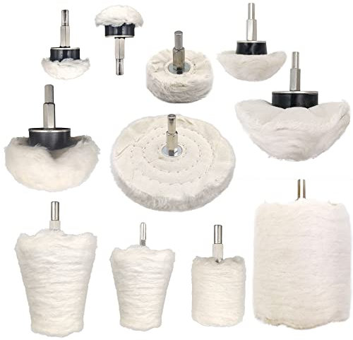 Tworider Set di 11 dischi per lucidatura per trapano, kit di lucidatura a forma di ruota, per fari auto, metallo, alluminio, acciaio inossidabile, cromo, gioielli, legno, plastica, ceramica, vetro,