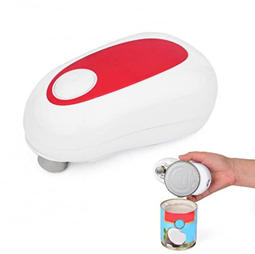 Abridor De Tarros Abrelatas eléctricas sin bordes afilados herramienta de cocina herramienta eléctrica lata abrelatas Abre Botes (Color : White and red)