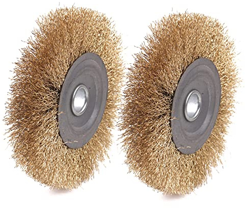 ATOPLEE Lot de 2 brosses métalliques pour meuleuse d'angle, revêtement en laiton pour enlever la rouille, la corrosion, la peinture (diamètre : 125 mm)